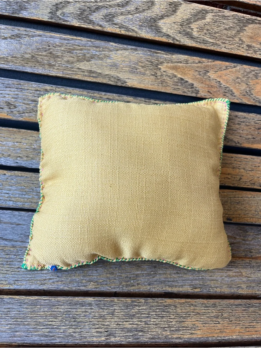 Handmade Embroidered Pillow 12x12x3 Colorful Folk Art Decorative Throw Pillow